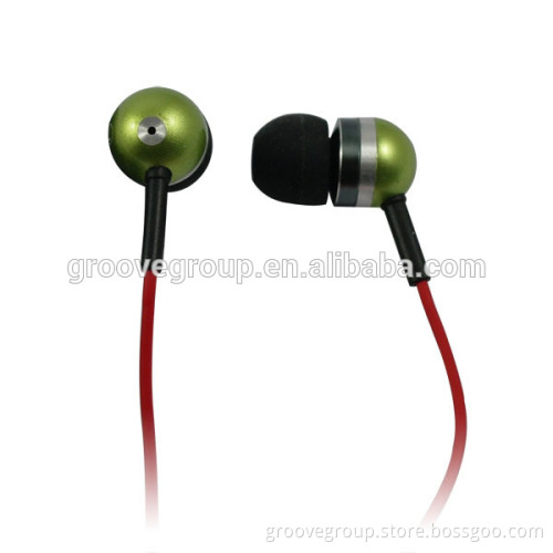 fashion style metal earcap cheap stereo in-ear earphones with flat cable different color and best quality for phone
